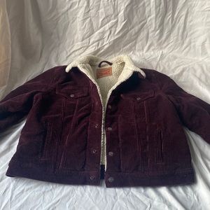 Levi Strauss Sherpa Plum Corduroy Women's XL Trucker Jacket